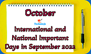 International and National Important Days, Bank Holidays and Festivals in October 2022